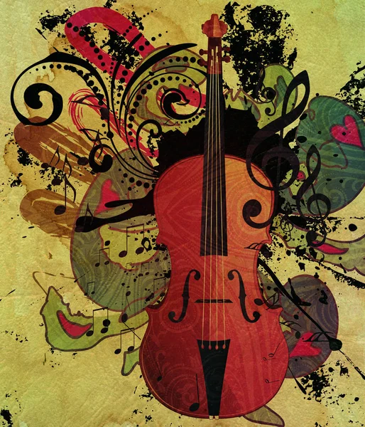 빈티지 바이올린 음악 배경 — 스톡 사진
