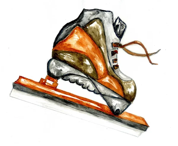 Watercolor Ice Skate — Stock Photo, Image
