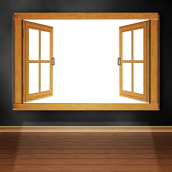 Ventana de madera en la habitación — Foto de Stock