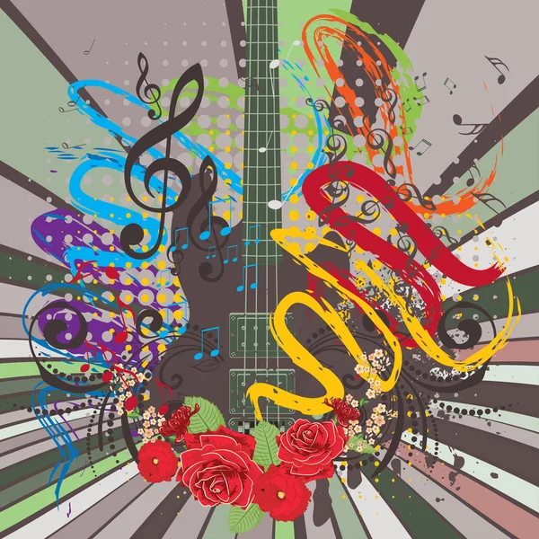 Grunge Guitarra Ilustração — Vetor de Stock