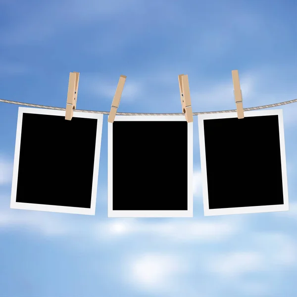 Photo Frames on Rope — Stock Vector