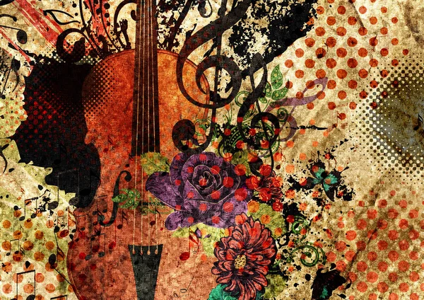 ビンテージ ヴァイオリン音楽の背景 — ストック写真