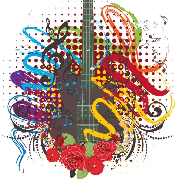 Grunge Guitarra Ilustração — Vetor de Stock