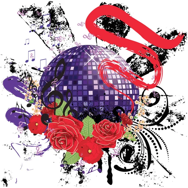 Grunge Purple Disco Ball — Stock Vector