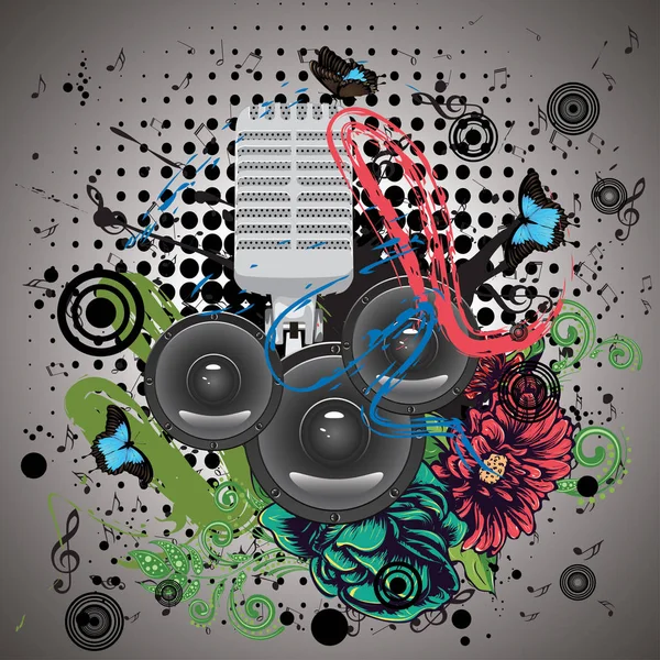 Haut-parleur Grunge et microphone — Image vectorielle