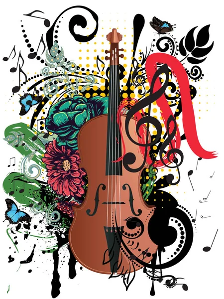 Grunge Violin Illustration — Stock Vector