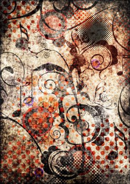 Vintage çiçek müzik notlar