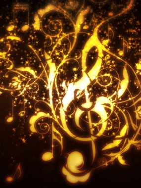 Vintage çiçek müzik notlar