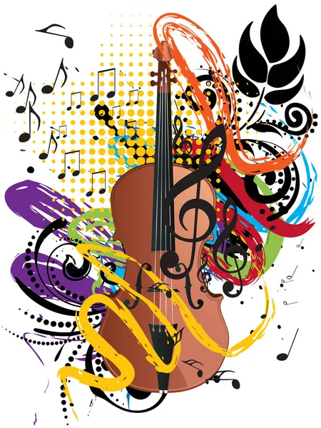 Grunge Violino Illustrazione — Vettoriale Stock