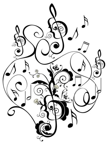 Notes de musique Ornement floral — Image vectorielle