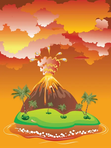 Erupción del volcán de dibujos animados — Archivo Imágenes Vectoriales