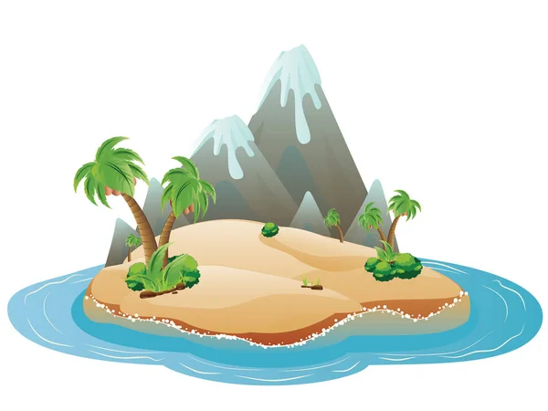 Cartoon Volcano Island — Stock Vector