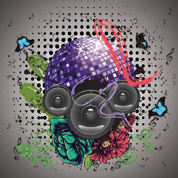 Grunge Purple Disco koule — Stockový vektor