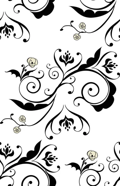 Ornamento floral preto —  Vetores de Stock