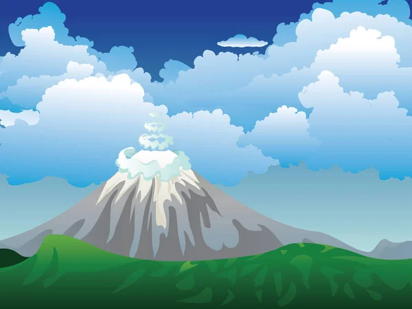 Isla del volcán de dibujos animados — Archivo Imágenes Vectoriales