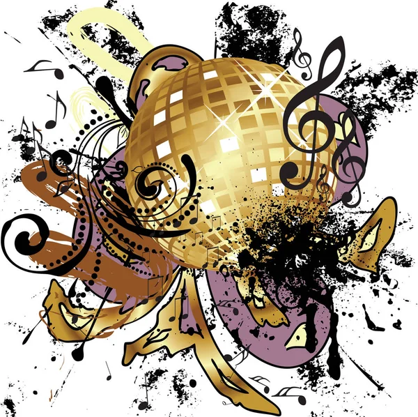 Grunge zlato Disco koule — Stockový vektor