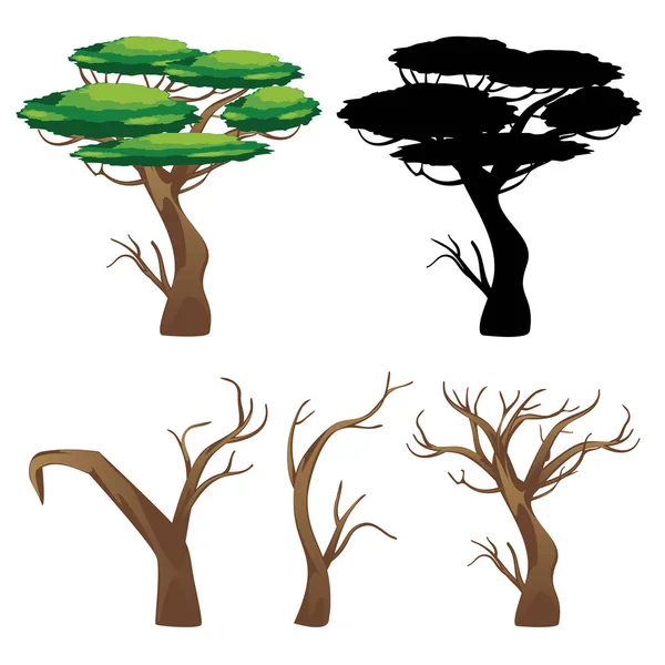 Bomen met silhouetten — Stockvector