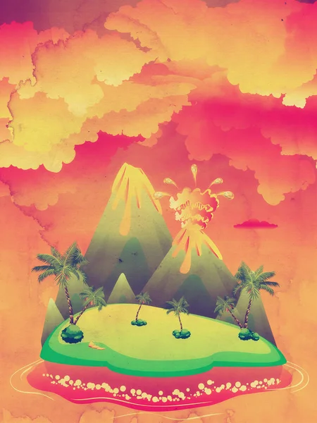 Карикатурное извержение вулкана — стоковое фото