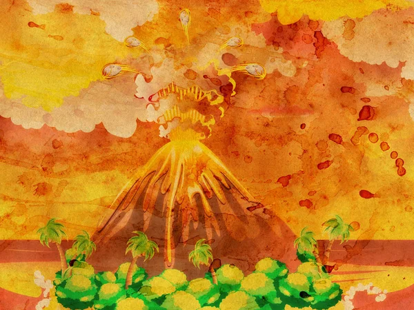 漫画火山噴火グランジ — ストック写真