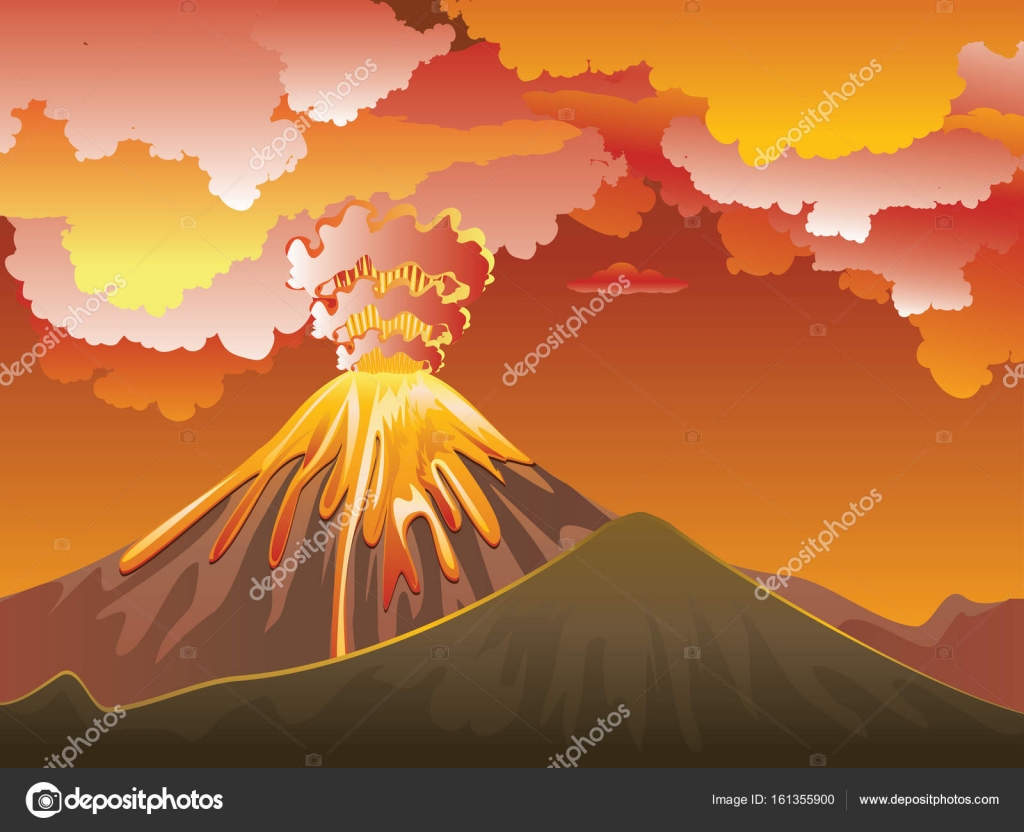 Dibujo animado del volcán imágenes de stock de arte vectorial |  Depositphotos