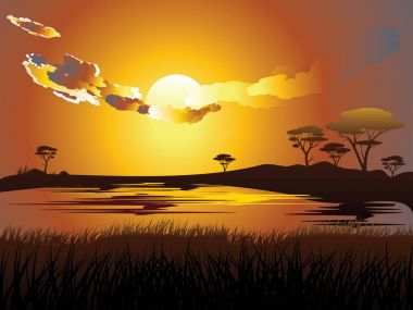 Afrika günbatımı manzara