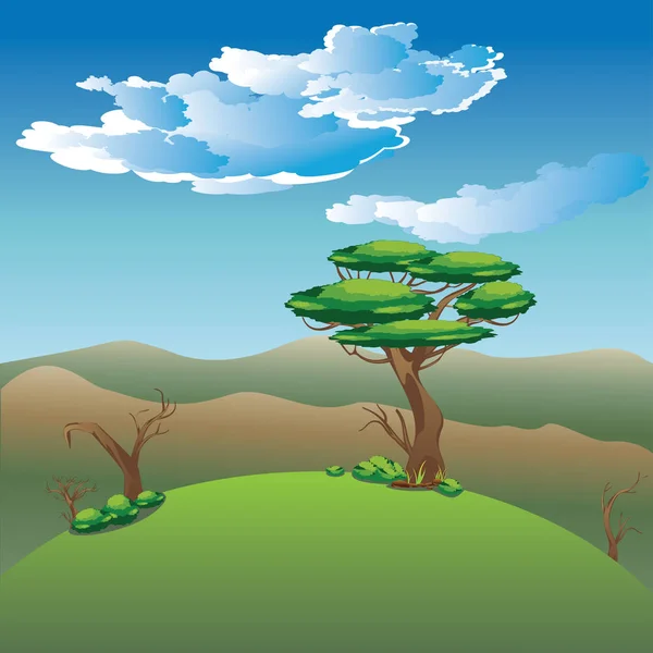 Paisaje de sabana africana — Vector de stock