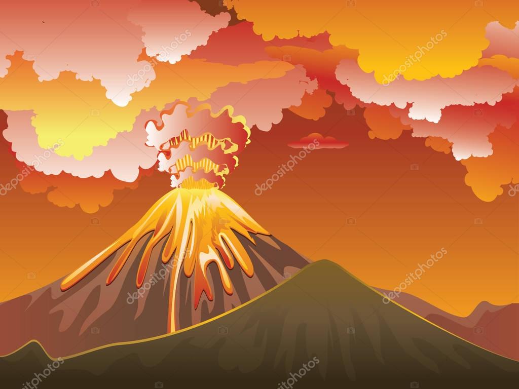 Cartoon Volcano Eruption — Stock Vector © artshock #161355900