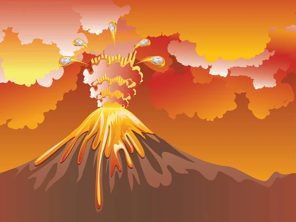 Cartoon Volcano Eruption — Stock Vector
