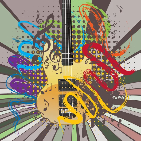 Grunge Guitar Ilustración — Vector de stock