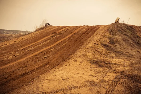 Wheel Track on the Sand Filtered — Stock Photo, Image