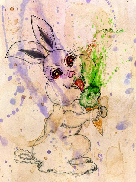 Roztomilý králík kresba — Stock fotografie