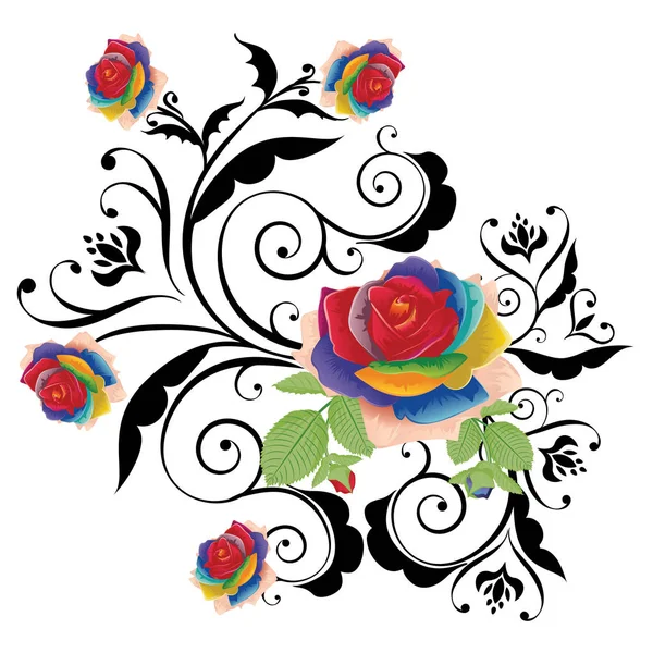 Абстрактный Rainbow Roses — стоковый вектор