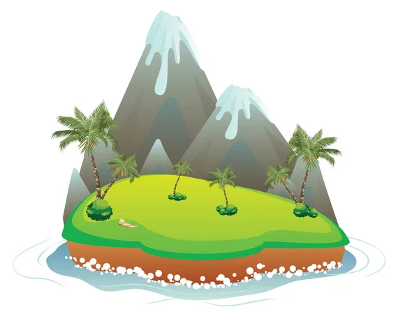 Isla del volcán de dibujos animados — Vector de stock