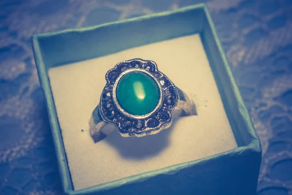 Silver Ring Nephrite — Stock Photo, Image