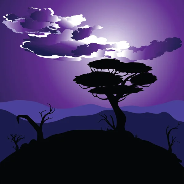 Afrikanische Nachtlandschaft — Stockvektor