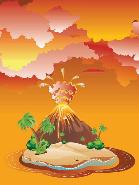 Cartoon Volcano Eruption