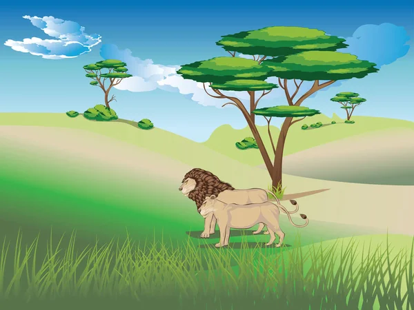 Aslanlar ile manzara