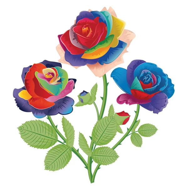 Abstract Rainbow Roses — Stock Vector