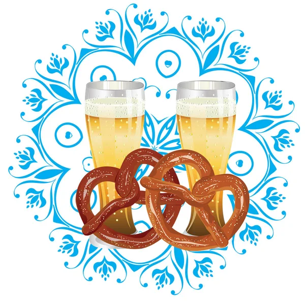 Bande dessinée bretzel à la bière — Image vectorielle