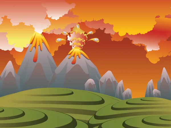 Cartoon-Vulkanausbruch — Stockvektor