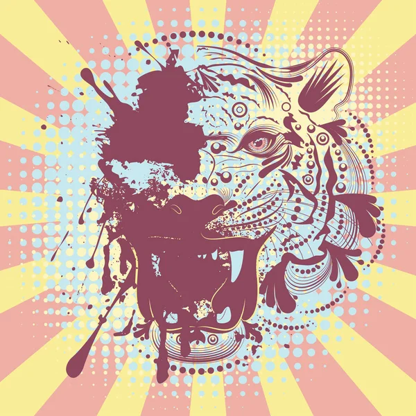 Retrato de tigre ornamental — Vetor de Stock