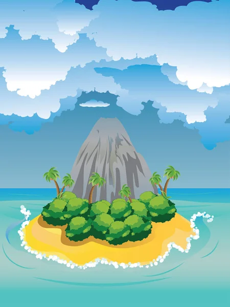 漫画の火山島 — ストックベクタ