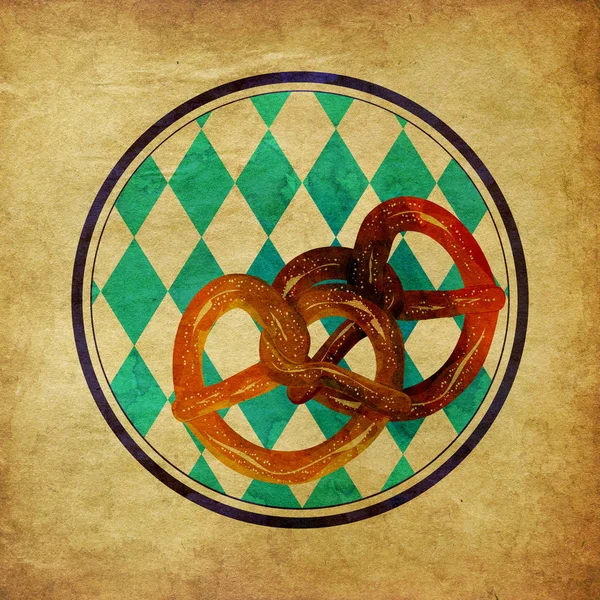 Välsmakande tecknad Pretzel Grunge — Stockfoto