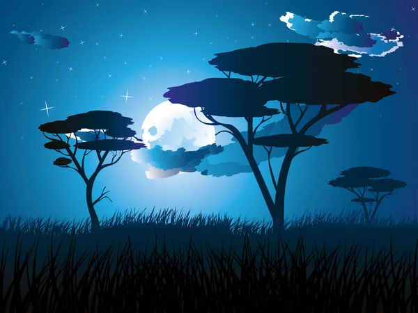 非洲夜景观 — 图库矢量图片