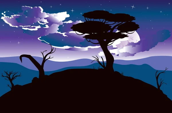 Paisagem noturna africana — Vetor de Stock