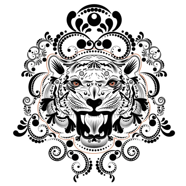 Retrato de tigre ornamental — Vetor de Stock