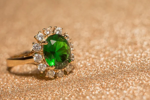 Golden Ring with Emerald
