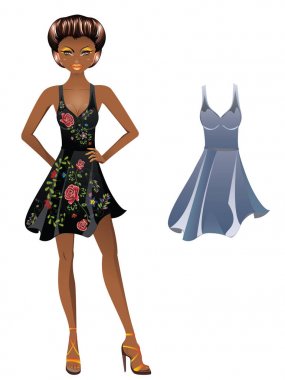 İşlemeli elbiseli kız