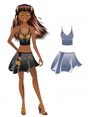 İşlemeli elbiseli kız