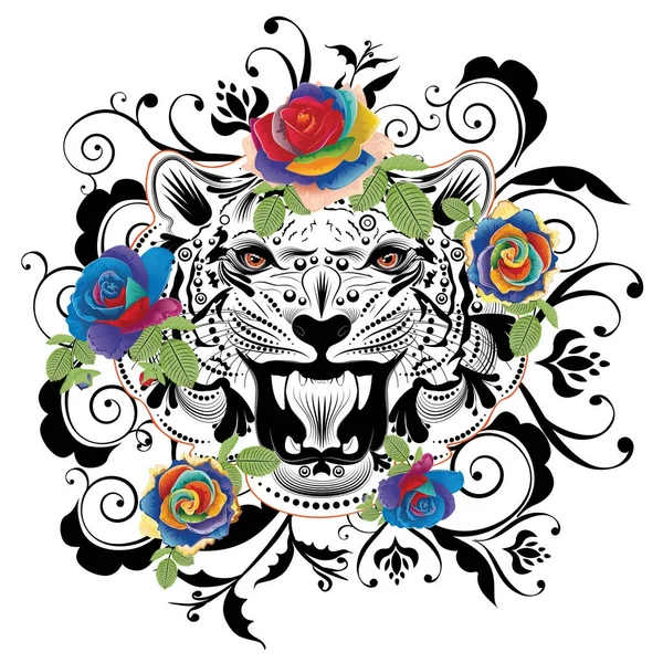 Retrato de tigre ornamental — Vetor de Stock